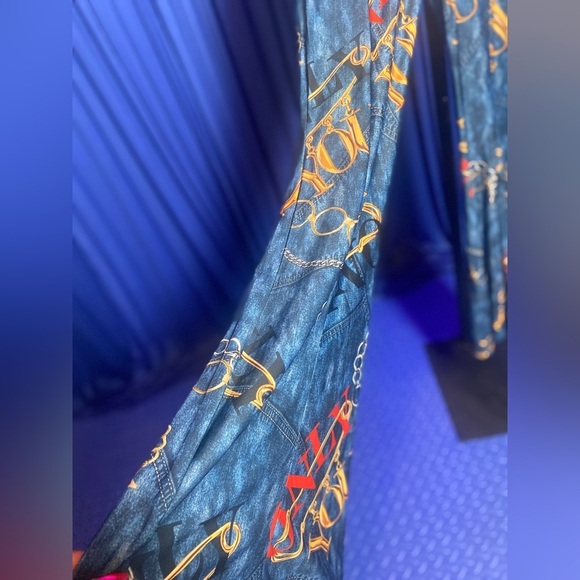 2 Piece: Vintage Style Blue w/Gold Chainlink “You Only” Print, NWOT - Picture 11 of 12